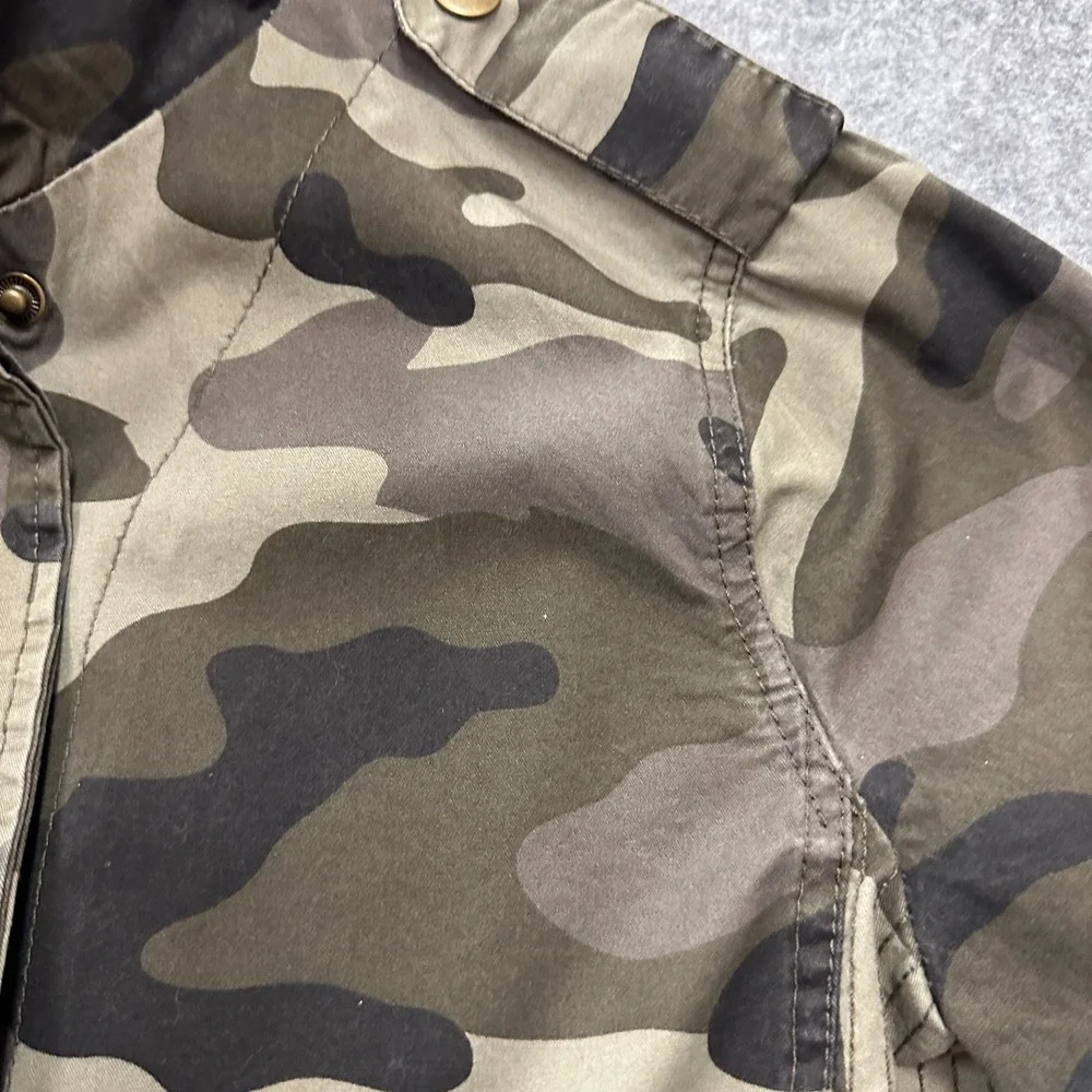 Love Tree Jacket Womens M Utility Military Style Camo Full‎ Zip Snap Pockets
